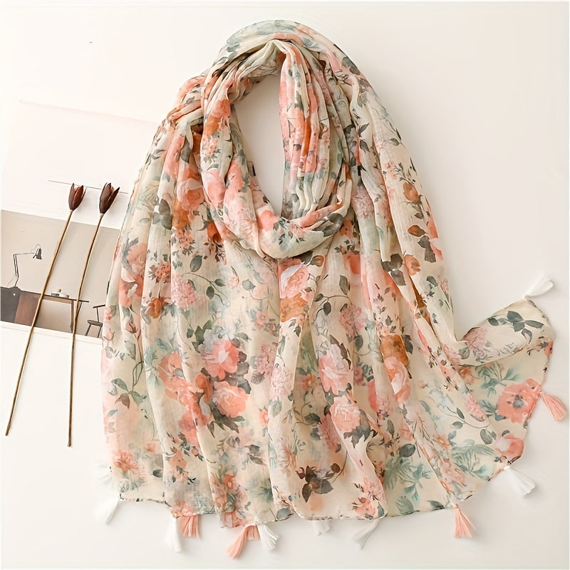Boho Floral Print Scarf Vintage Shawl Head Wrap Scarves