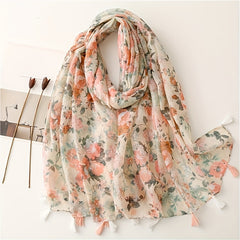 Boho Floral Print Scarf Vintage Shawl Head Wrap Scarves