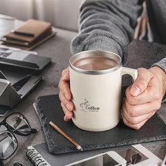 Double Layer Mug with Lid Coffee Cup Milk Cup Water Cup for Office Bedroom Study