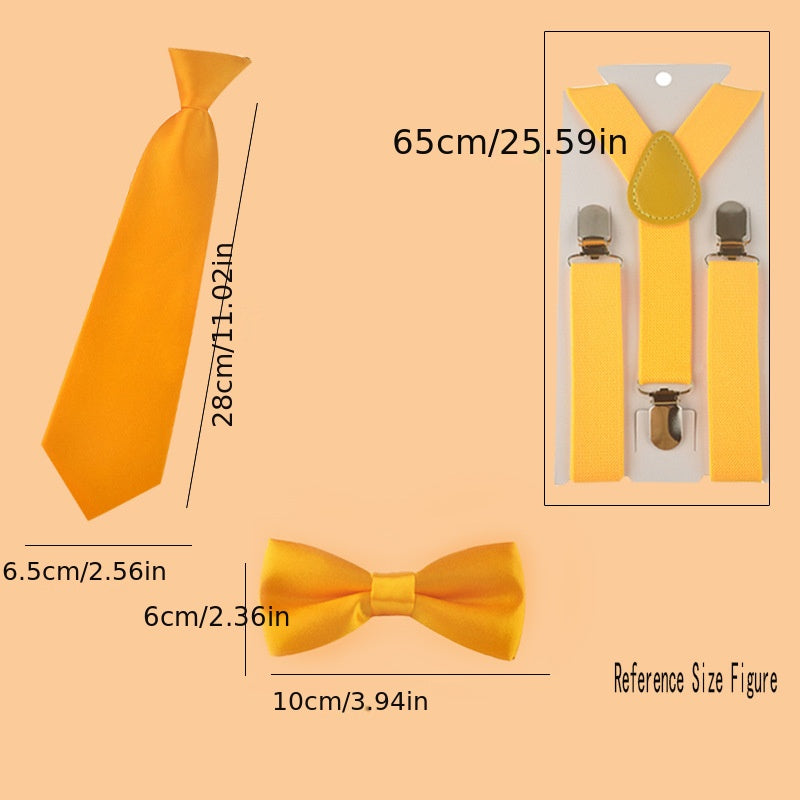 Kids Elastic Suspenders & Bow Tie Set Unisex Boy Girl Bowtie For Party Costume