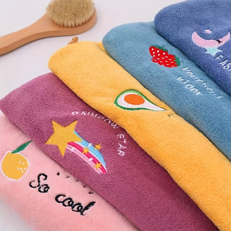 Embroidered Microfiber Hair Towel for Women - Quick Dry Hair Wrap