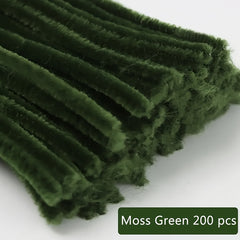 200pcs Green Pipe Cleaners Flexible Chenille Stems for DIY Crafts