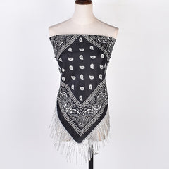 Sequins Tassel Poly Scarf Functional Scarf