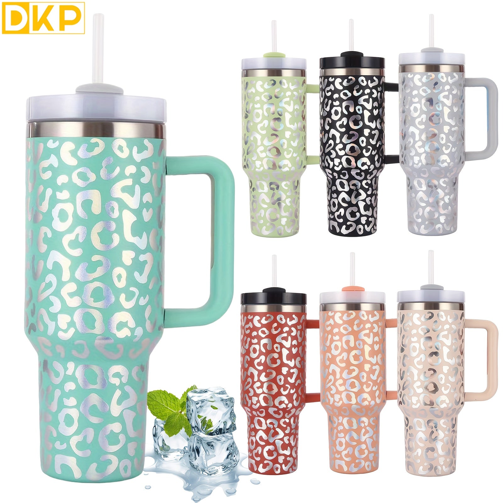 40oz Stainless Steel Insulated Tumbler w/ Handle & Straw Lid