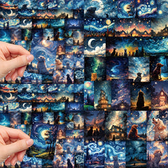 50pcs Starry Sky Animal Stickers - Laptop Helmet Desktop Water Cup Decora