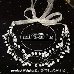 Golden Metal Flower Headband with Crystals