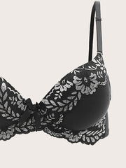 Contrast Lace Jacquard Bra Plus Size Stretch Sexy Bralette