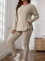  Ribbed Knit Top & Leggings Loungewear Set