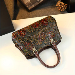 Vintage Floral Handbag w/Removable Strap Zipper Closure Polyester Lined