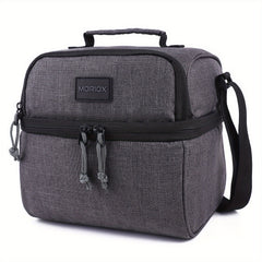 2 Compartment Lunch Bag Insulated Leakproof Shoulder Strap Work School Picnic