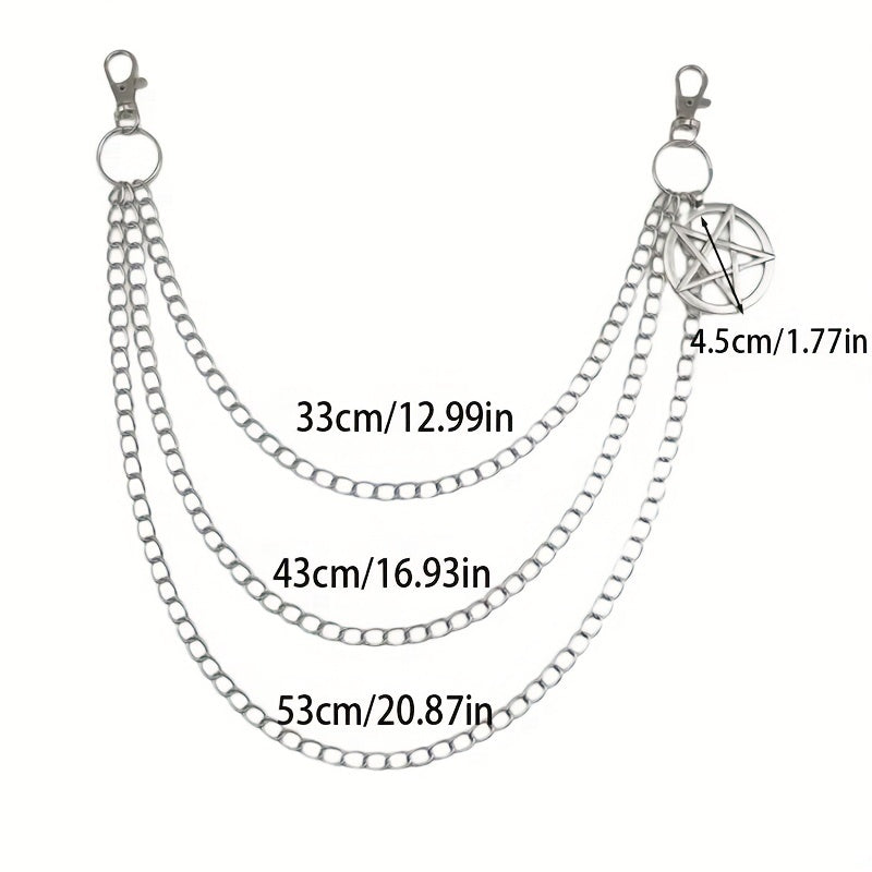Punk Pentagram Pants Jeans Chain Keychains Harajuku Gothic Rock Acc