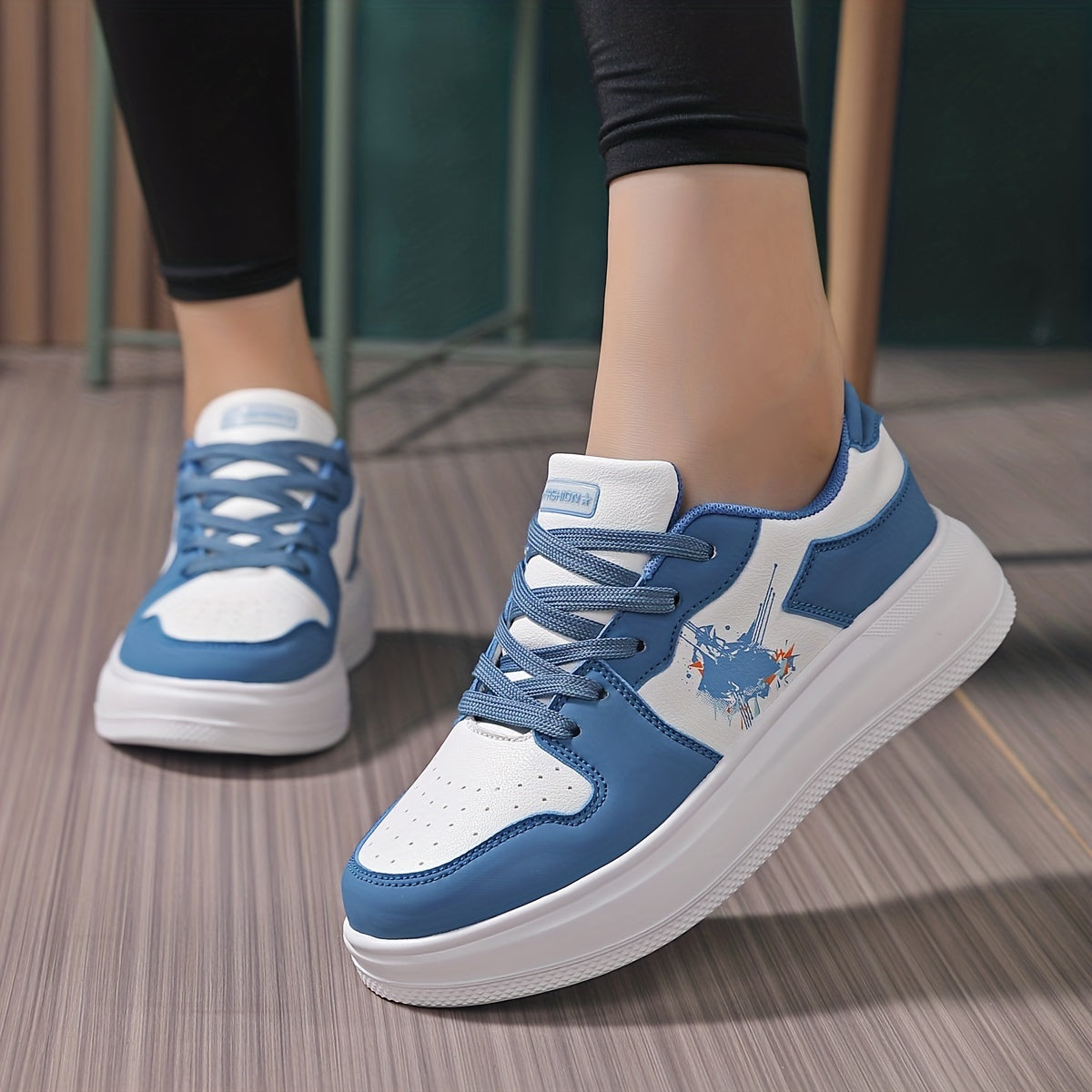 Women's Outdoor Skate Sneakers Lightweight Blocking Low Top Board Shoes