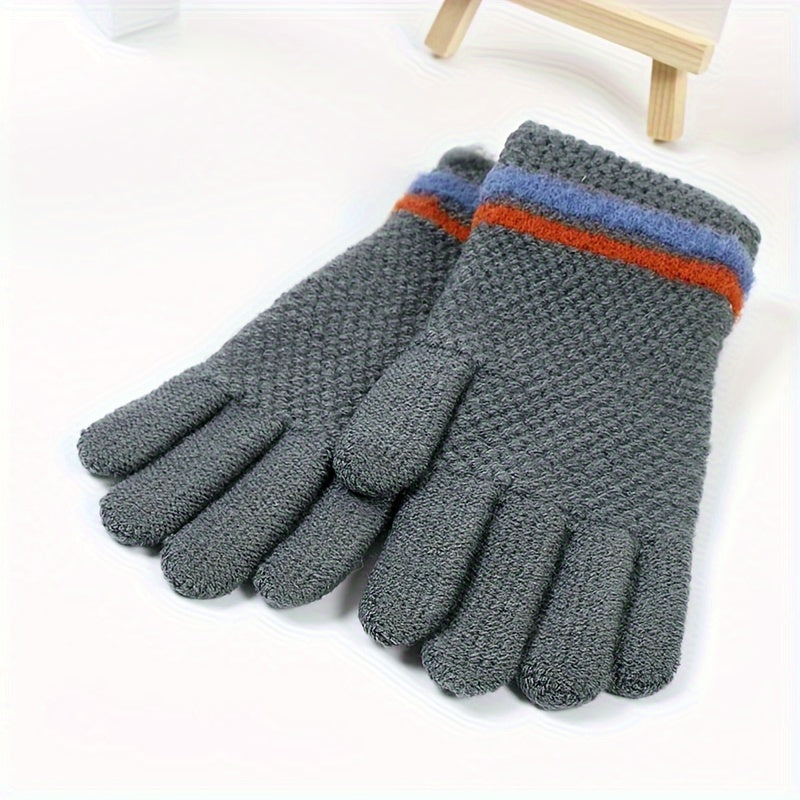 Kids Winter Knitted Gloves, Thick & Warm, 5-10 Years