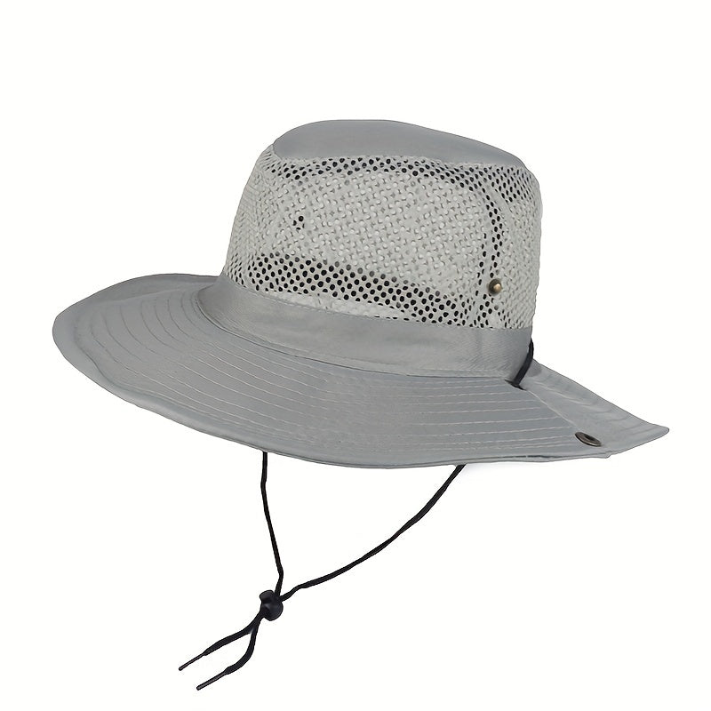 Mesh Hollow Out Bucket Hat Breathable Wide Brim UV Protection Sun Hat