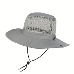 Mesh Hollow Out Bucket Hat Breathable Wide Brim UV Protection Sun Hat