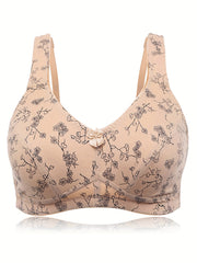 Floral Print Plus Size Wireless Comfort Bra
