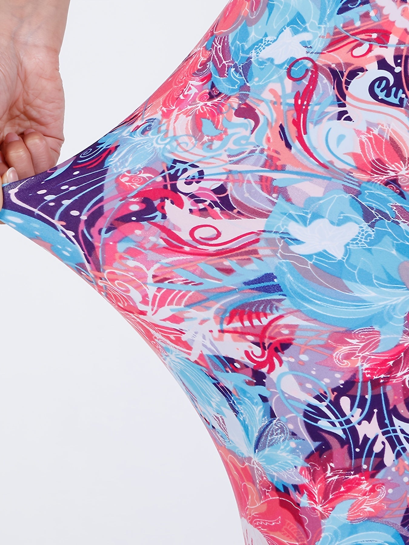 Boho Flower Print Capris Leggings High Waist Elastic Bottoms