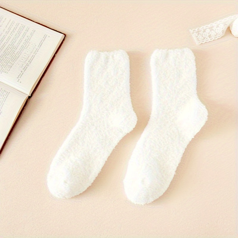 3 Pairs Plush Socks Soft Mid Tube Women's Stockings