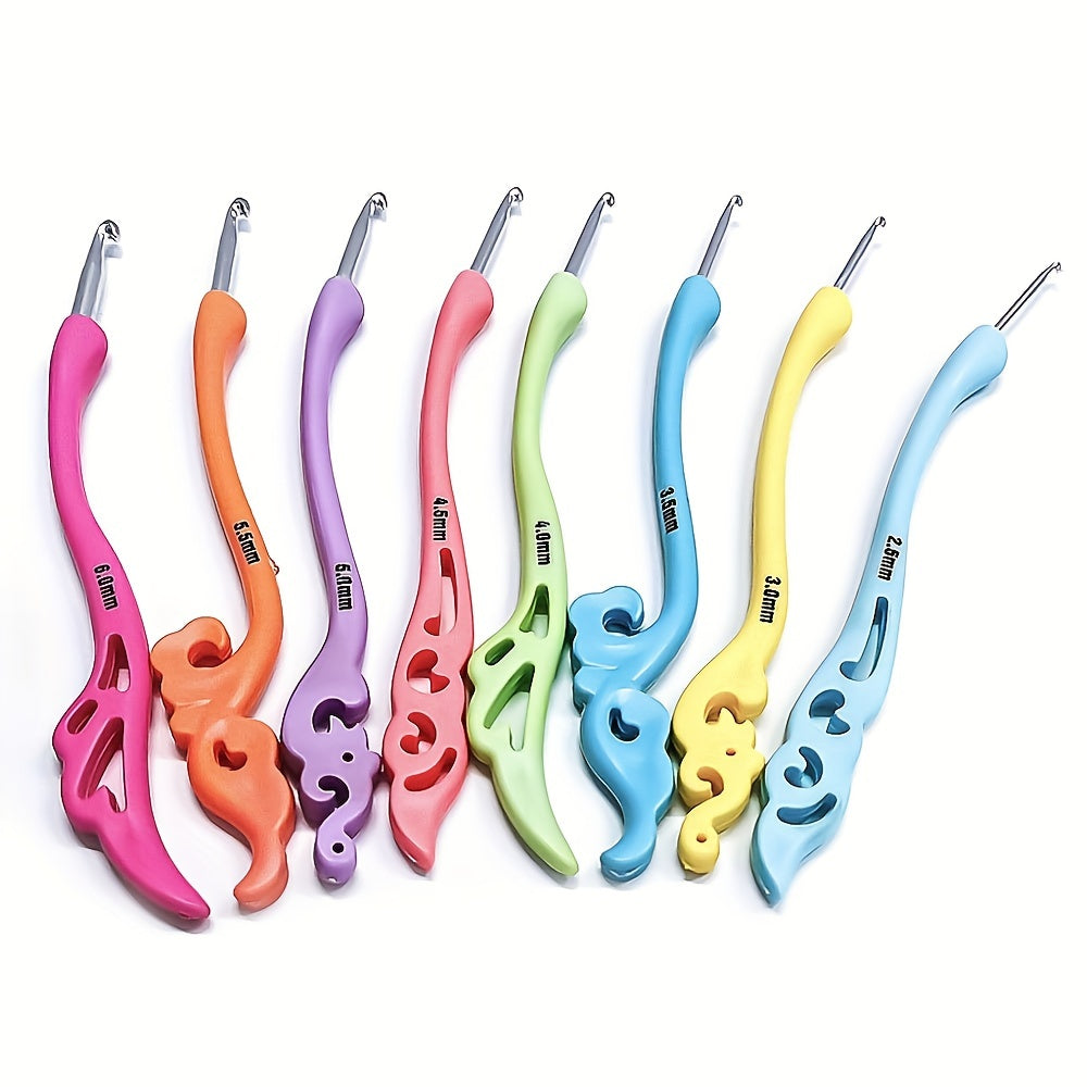 8pcs Crochet Hooks Soft Handle Aluminum Knitting Tool Sweater Needle Retro Fancy