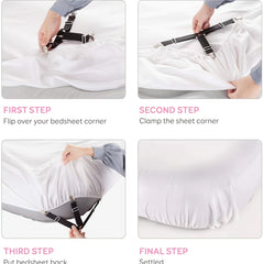 4pcs Bed Sheet Holder Straps Fitted Sheet Straps 7-17in