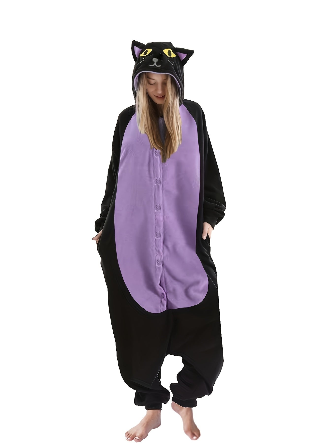 Halloween Cat Pajama Jumpsuit Hooded Lingerie