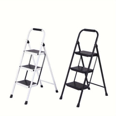 3 Step Folding Ladder Handle Non Slip Wide Treads Steel Stepstool Portable