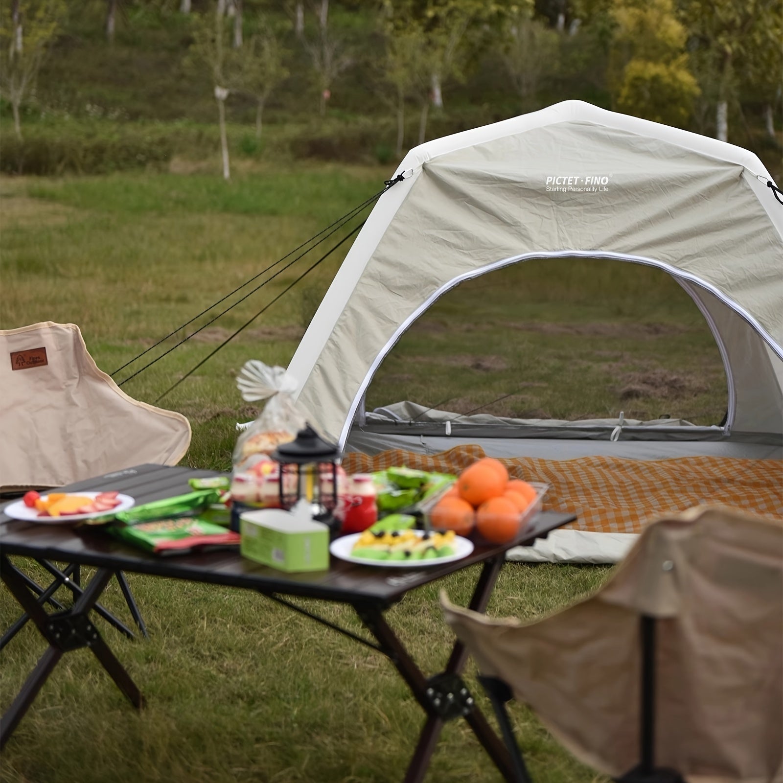 Portable Durable Camping Tent for 4-6 People Inflatable Pole Waterproof
