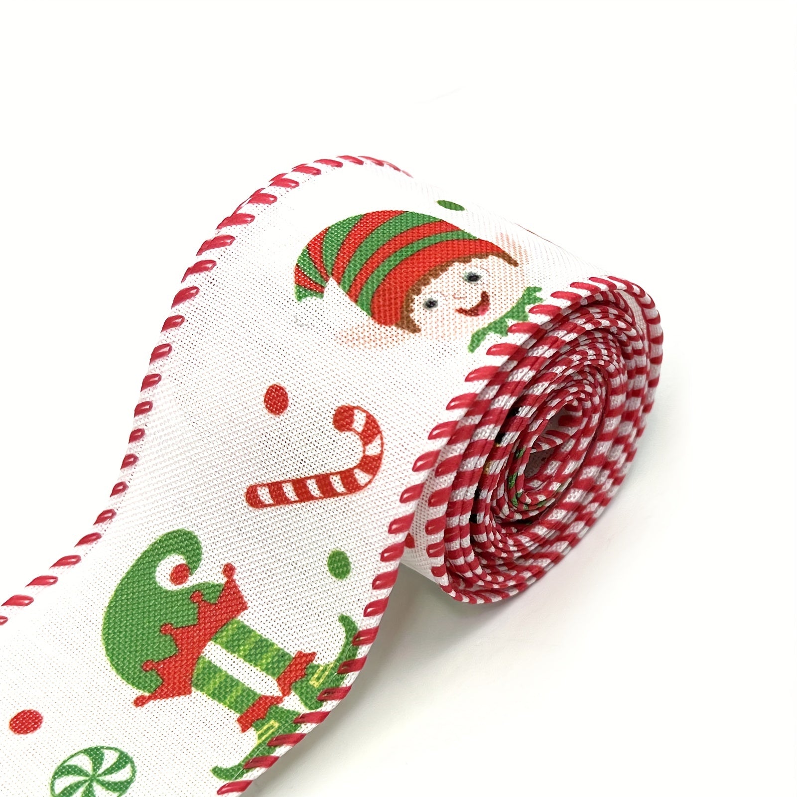 Gingerbread & Candy Cane Snowman Christmas Ribbon