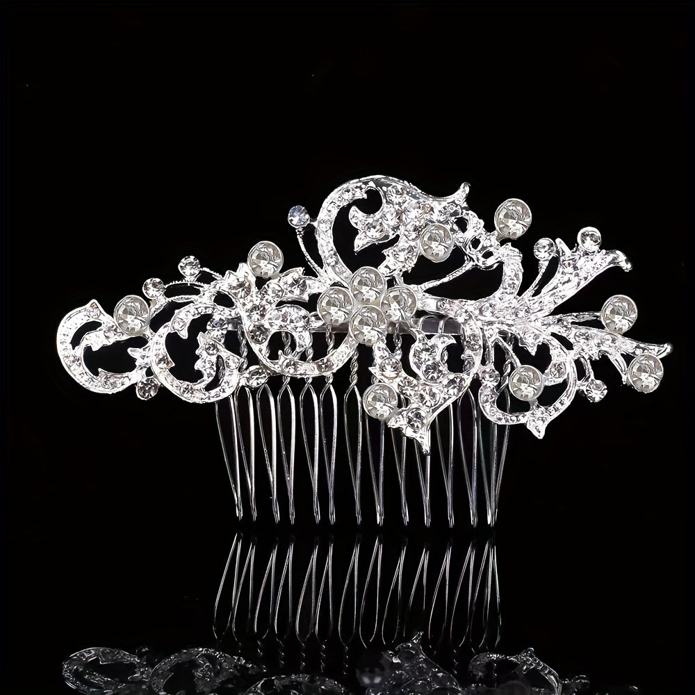 Handcrafted Bridal Hair Comb with Butterfly & Floral Design