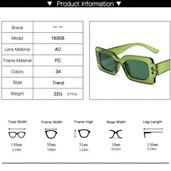 Y2K Rectangle Sunglasses For Women Men Hiphop Jelly Glasses UV400