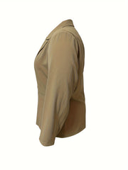  Solid Long Sleeve Button Blazer With Pockets