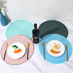 6pcs Cotton Placemat Round Yarn Fur Ball Lace Table Mat