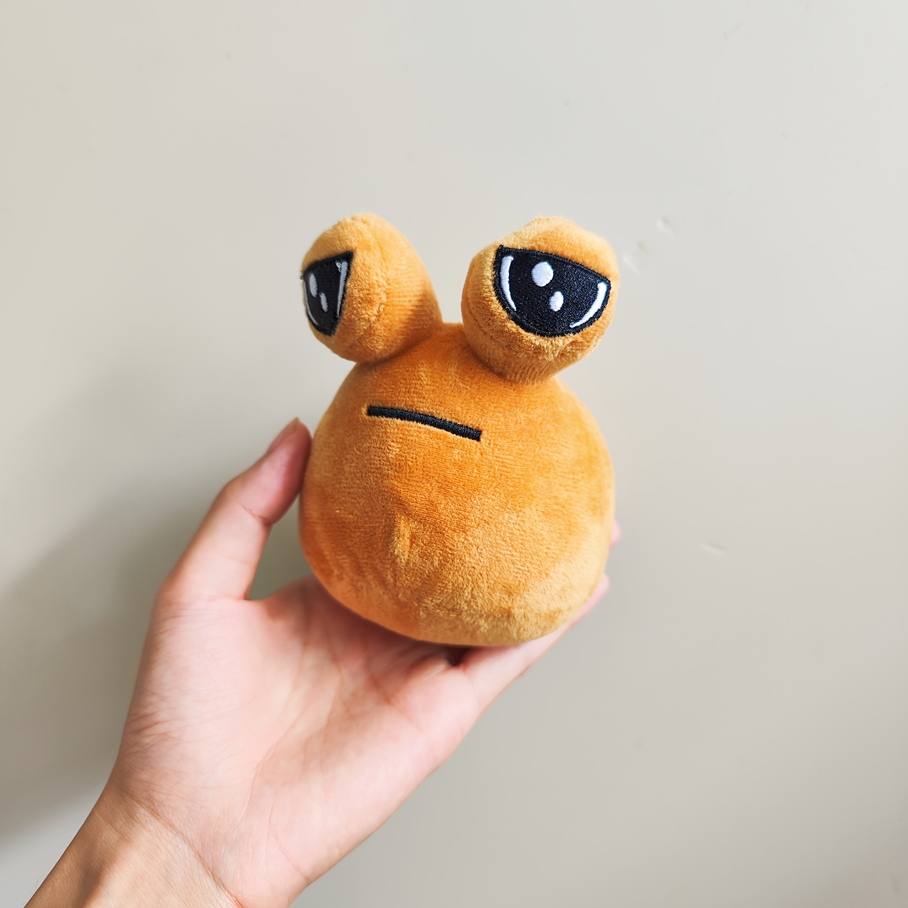 Small My Pet Alien Pou Plush Toy Light Brown Stuffed Plushie