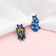 Starry Cat Moon Girl Hourglass Diver Double Head Bird Brooch