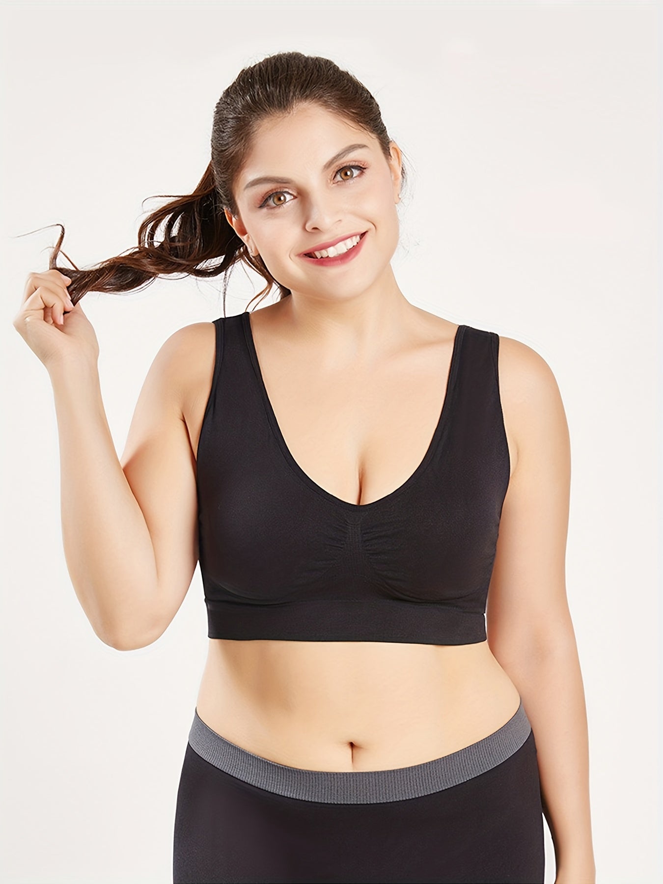  Seamless Push Up Sports Bra Full Coverage with Pads