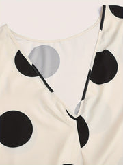  Polka Dot Print Long Sleeve Smock Dress