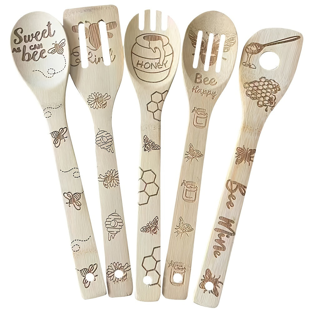 6pcs Bamboo Kitchen Utensils Set for Christmas and Halloween