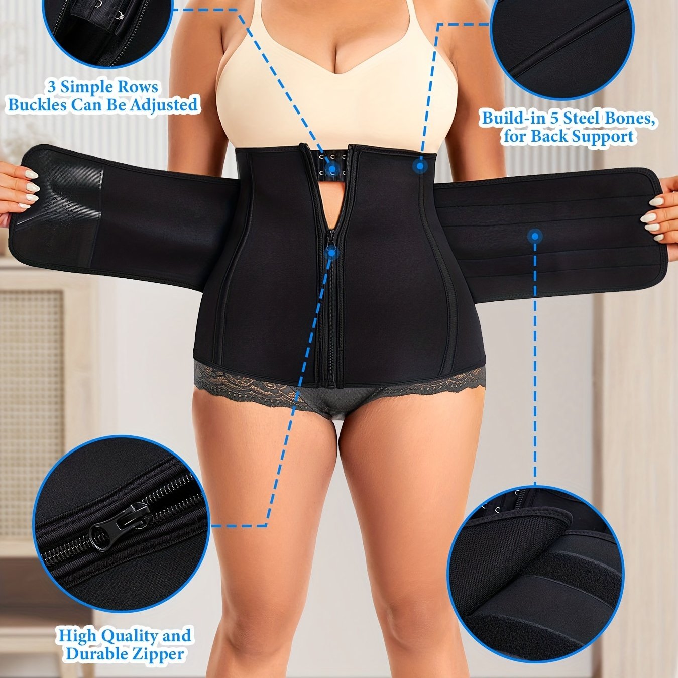  Zipper Waist Trainer Tummy Control Shaper