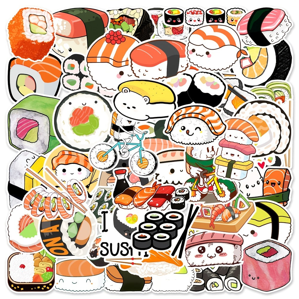 50 Sushi Doodle Stickers for Laptops, Water Bottles & More