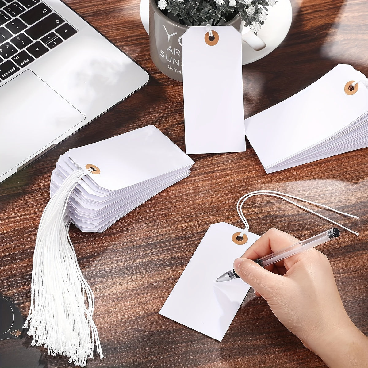 100pcs Writable Blank Luggage Labels with Wire Ties & Eyelet