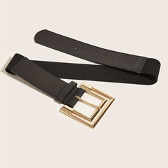 Golden Wide Belt with Square Buckle for Women