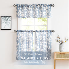Leaf Printed Cafe Curtain Short Curtain for Kitchen Bathroom