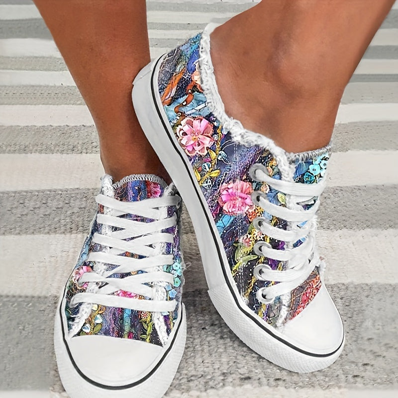 Women's Colorful Sequin Flat Shoes Lightweight Comfortable Lace Up Sports Shoes
