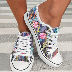 Women's Colorful Sequin Flat Shoes Lightweight Comfortable Lace Up Sports Shoes