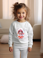 Girl Print Sweatshirt Crew Neck Pullover For Kids