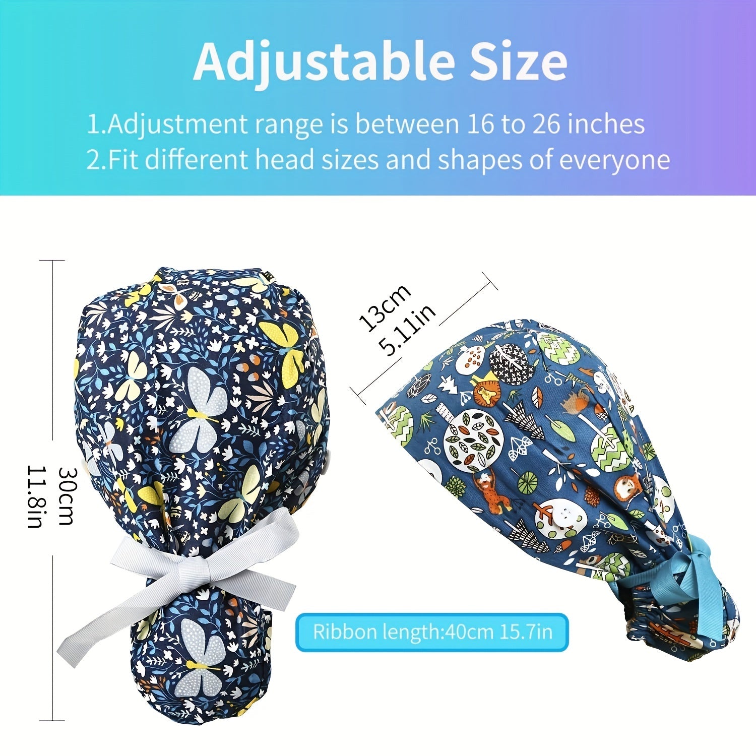 Cartoon Print Work Cap With Button For Women Long Hair