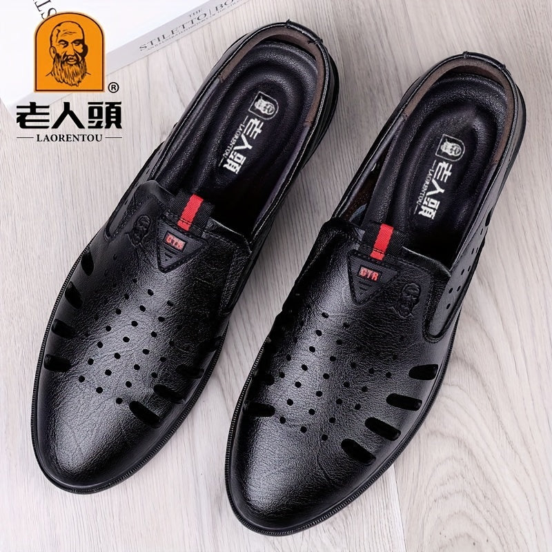 LAORENTOU Leather Loafer Shoes Lightweight Non Slip Casual Shoes