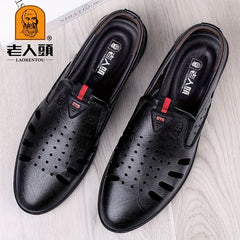 LAORENTOU Leather Loafer Shoes Lightweight Non Slip Casual Shoes