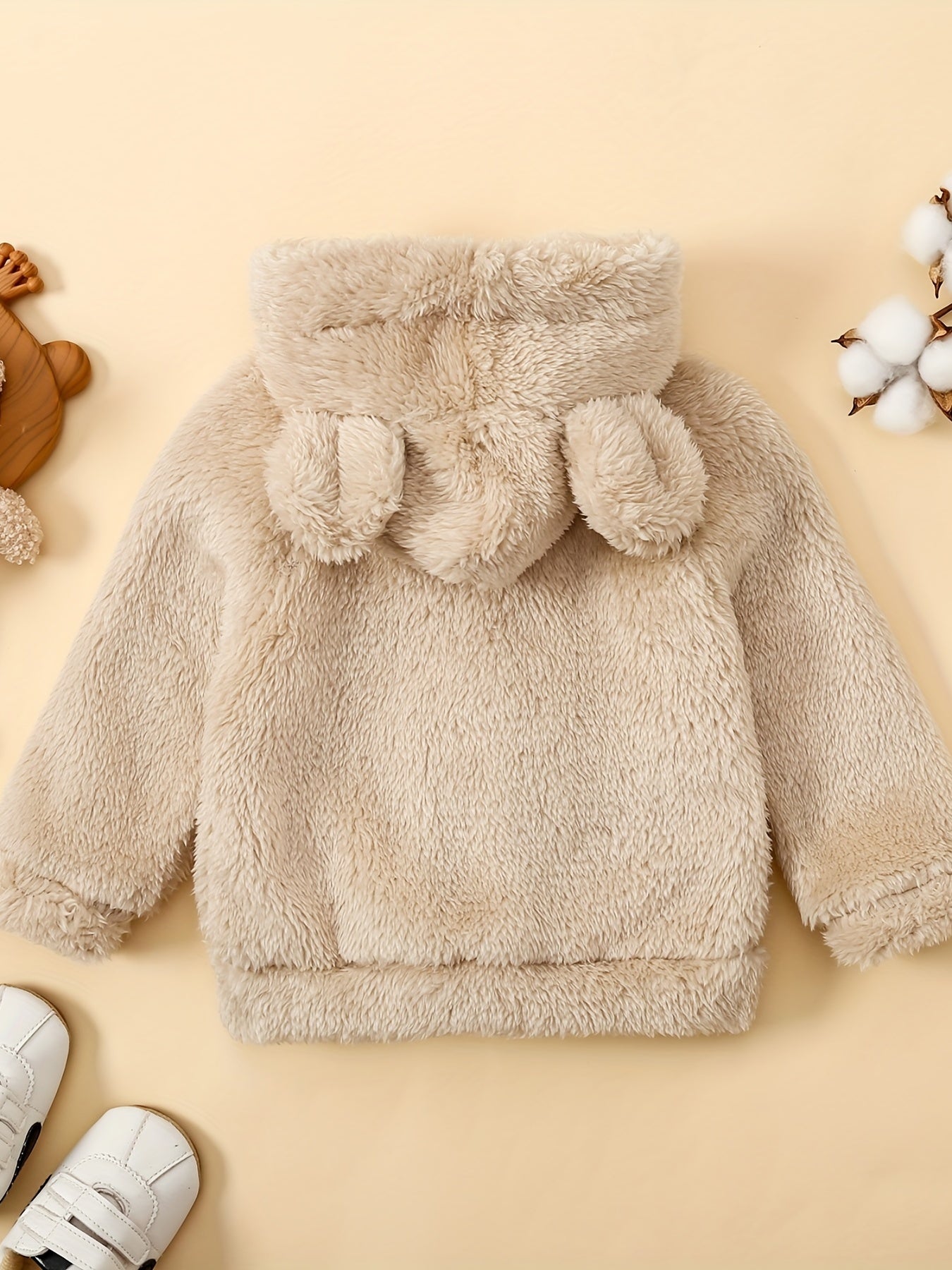 Unisex Baby Fleece Coat Bear Ears Hooded Zipper Jackets