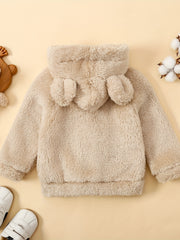 Unisex Baby Fleece Coat Bear Ears Hooded Zipper Jackets